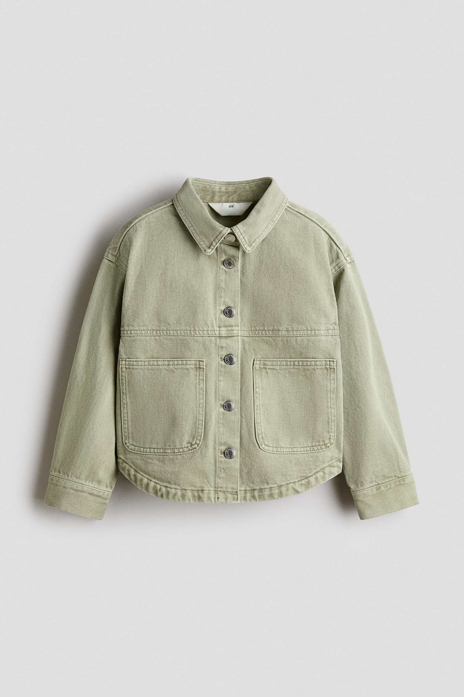 Cotton Twill Overshirt - Light khaki green/Dark brown/Pale pink - 1
