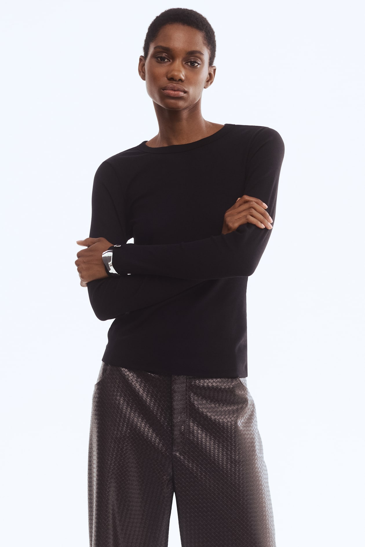 Top côtelé - Noir - FEMME | H&M FR