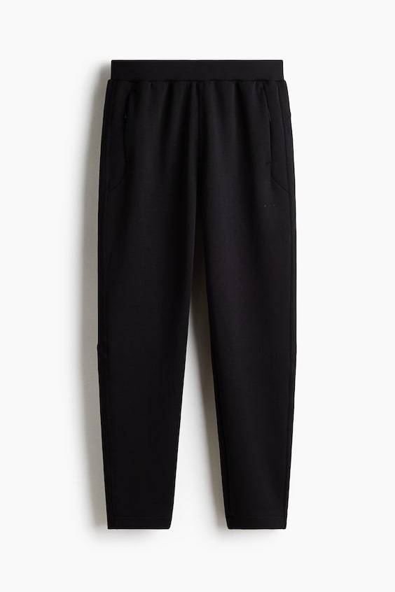 Мужские брюки H&M Move Regular-Fit Tapered Sports Joggers with DryMove™, цвет: Чёрный