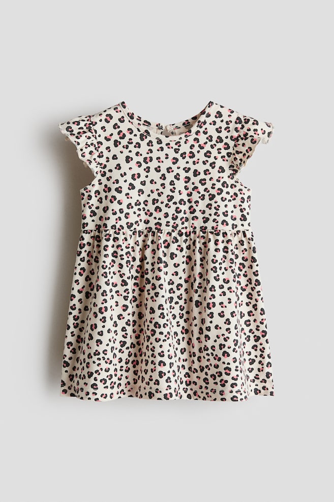 Cotton Dress - Light beige/leopard print/Light pink/hearts/Light blue/cherries/White/strawberries/Light dusty pink/floral/Multicolored/striped/Pink/cherries/White/fruit/Light blue/floral/White/dark blue striped/Light green/floral/Light turquoise/seashells/Cream/floral/Blue/hearts/Light pink/ladybugs/Light blue/bows/Light pink/cherries/White/strawberries - 1