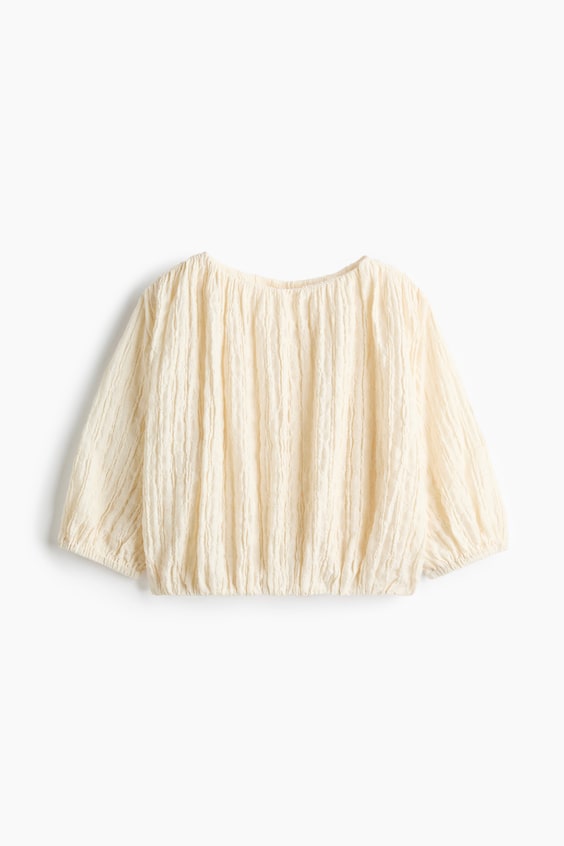 Женские блузки H&M Textured Bubble-Hem Blouse