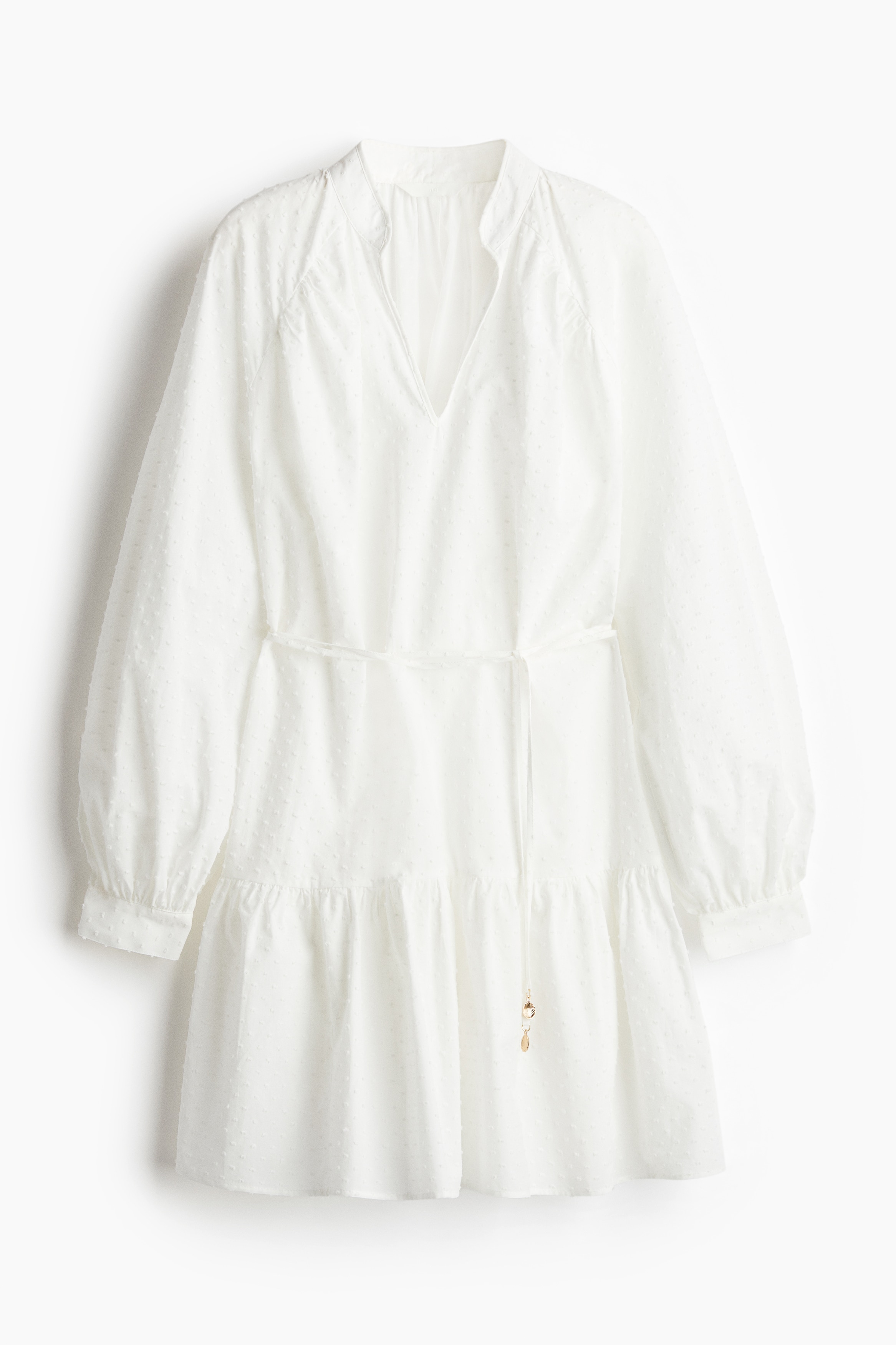 Φόρεμα με ανάγλυφα πουά - Λευκό/Έντονο μπλε/μοτίβο/Λευκό/πορτοκάλια