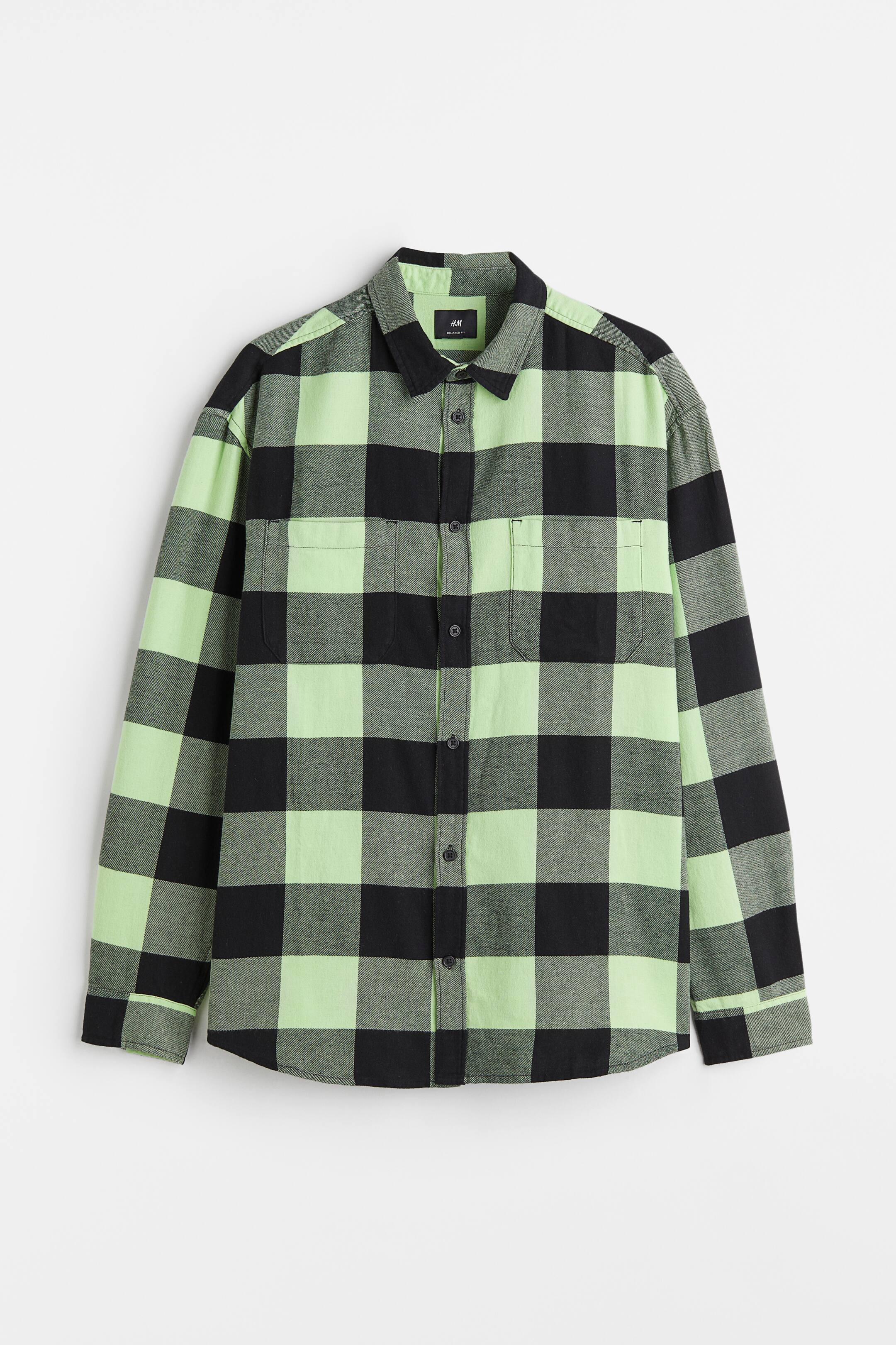 View larger image: Relaxed Fit Twill shirt - Light green/Black - Men | H&M 1