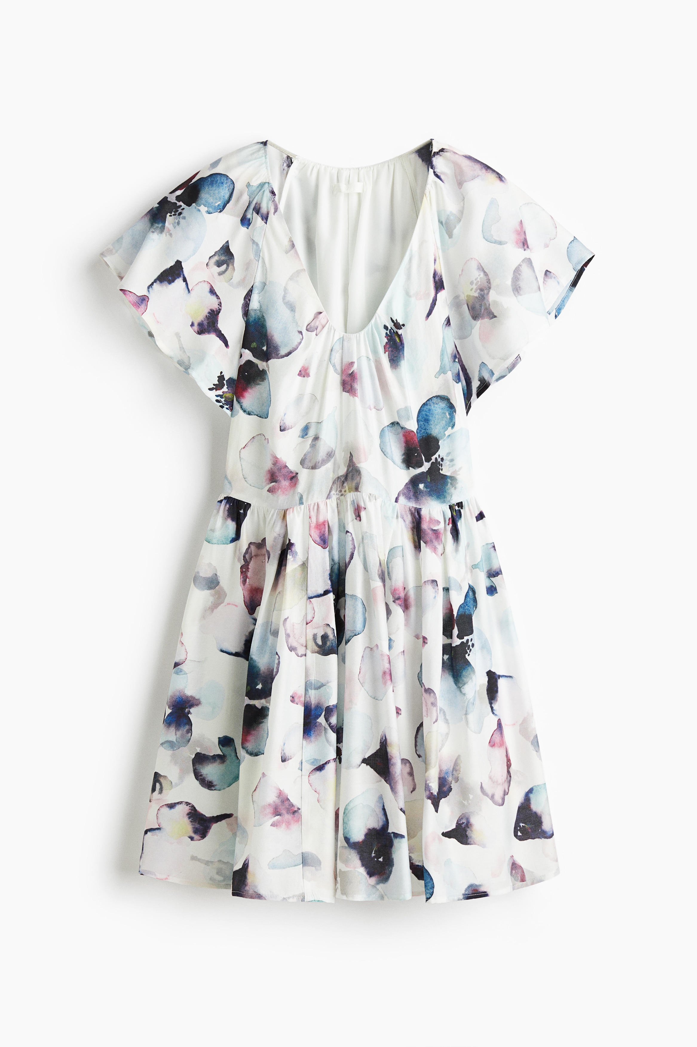 Vestido con vuelo - Blanco/Floreado/Beige/Borgoña