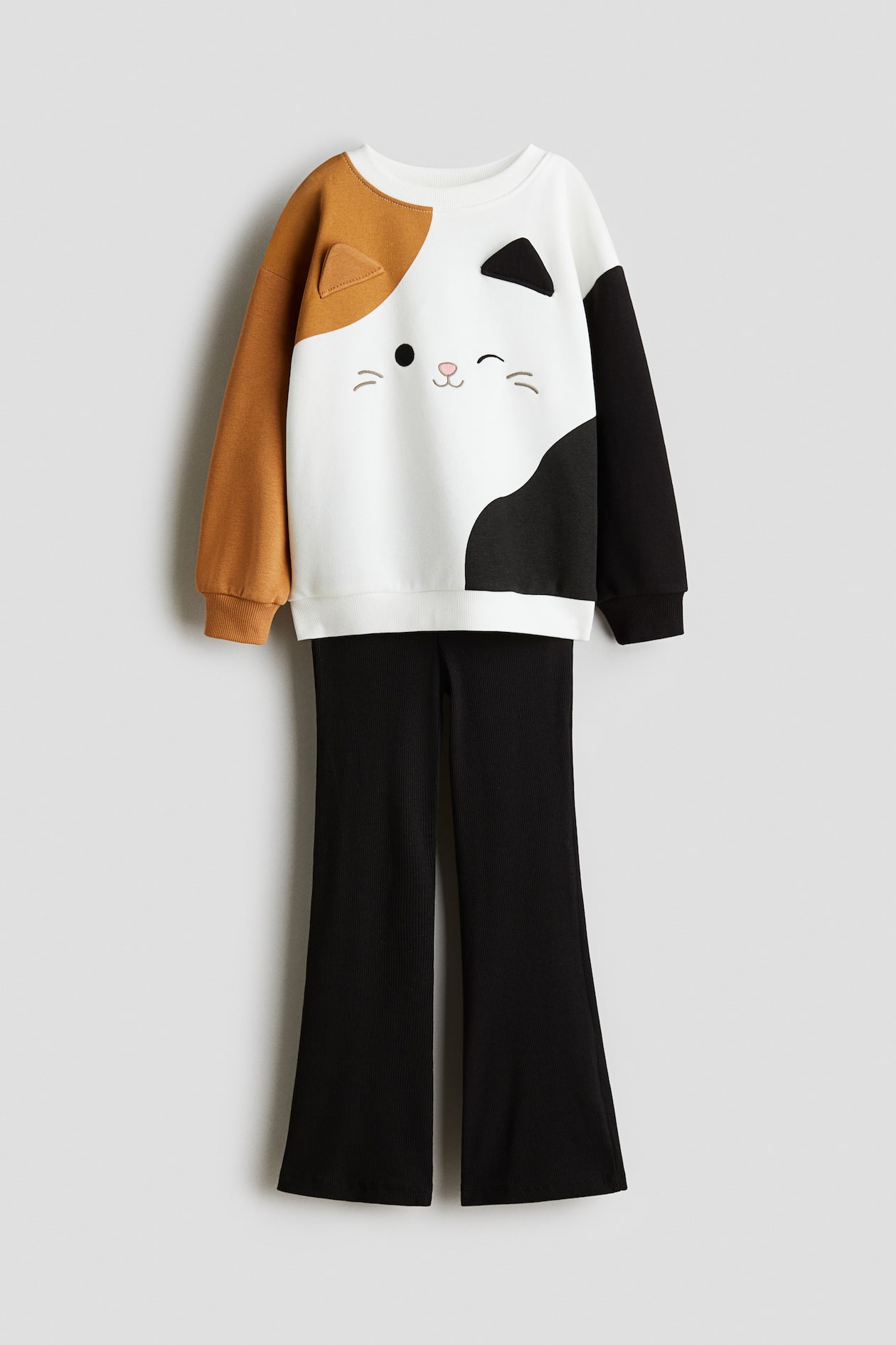 2-piece sweatshirt and leggings set - White/Cat - Kids | H&M GB