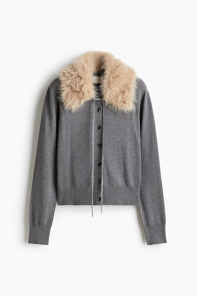 Collared cardigan - Dark grey - 1
