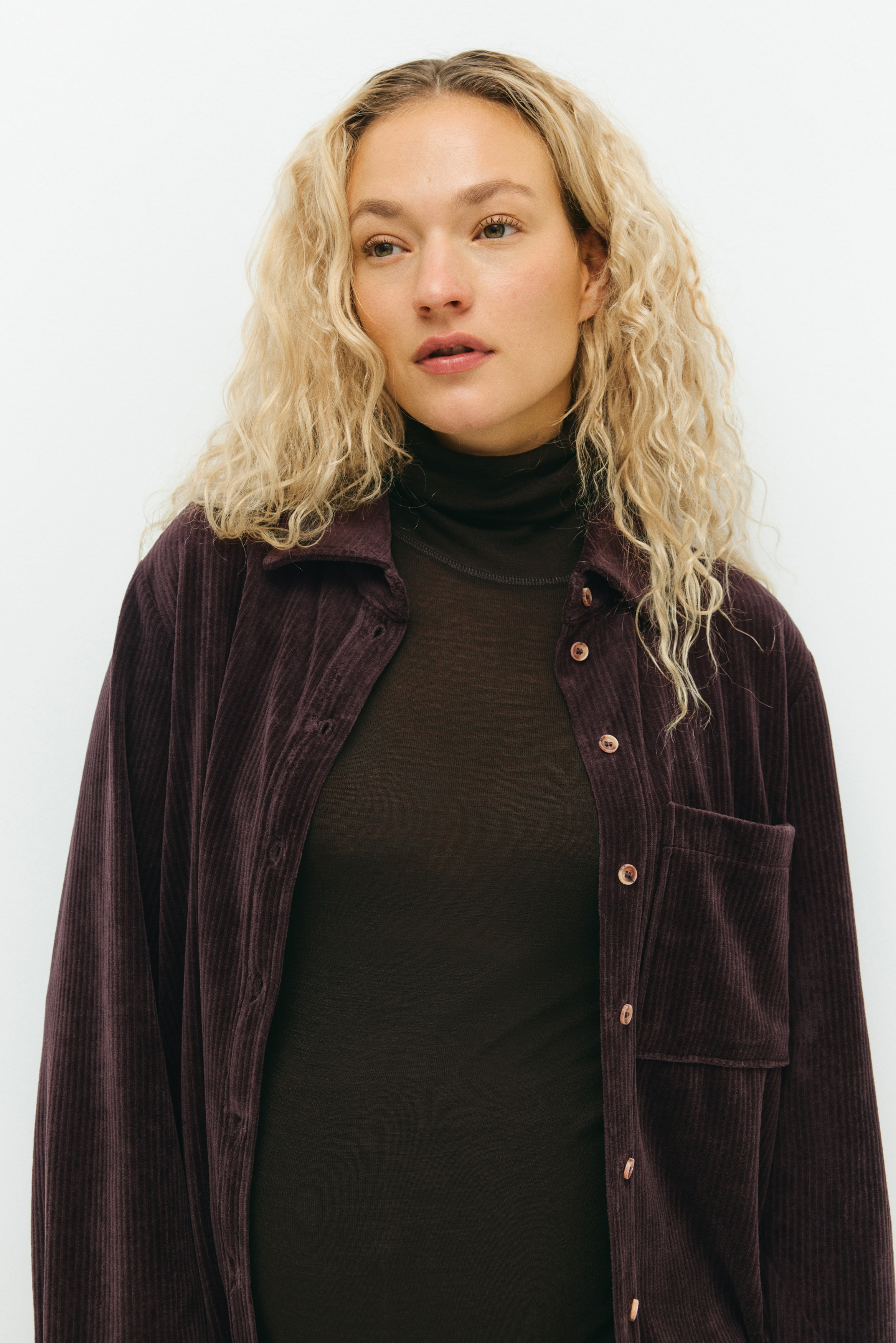 H&M MAMA - Dark brown MAMA Ribbed velour shirt - Size: M  - H&M