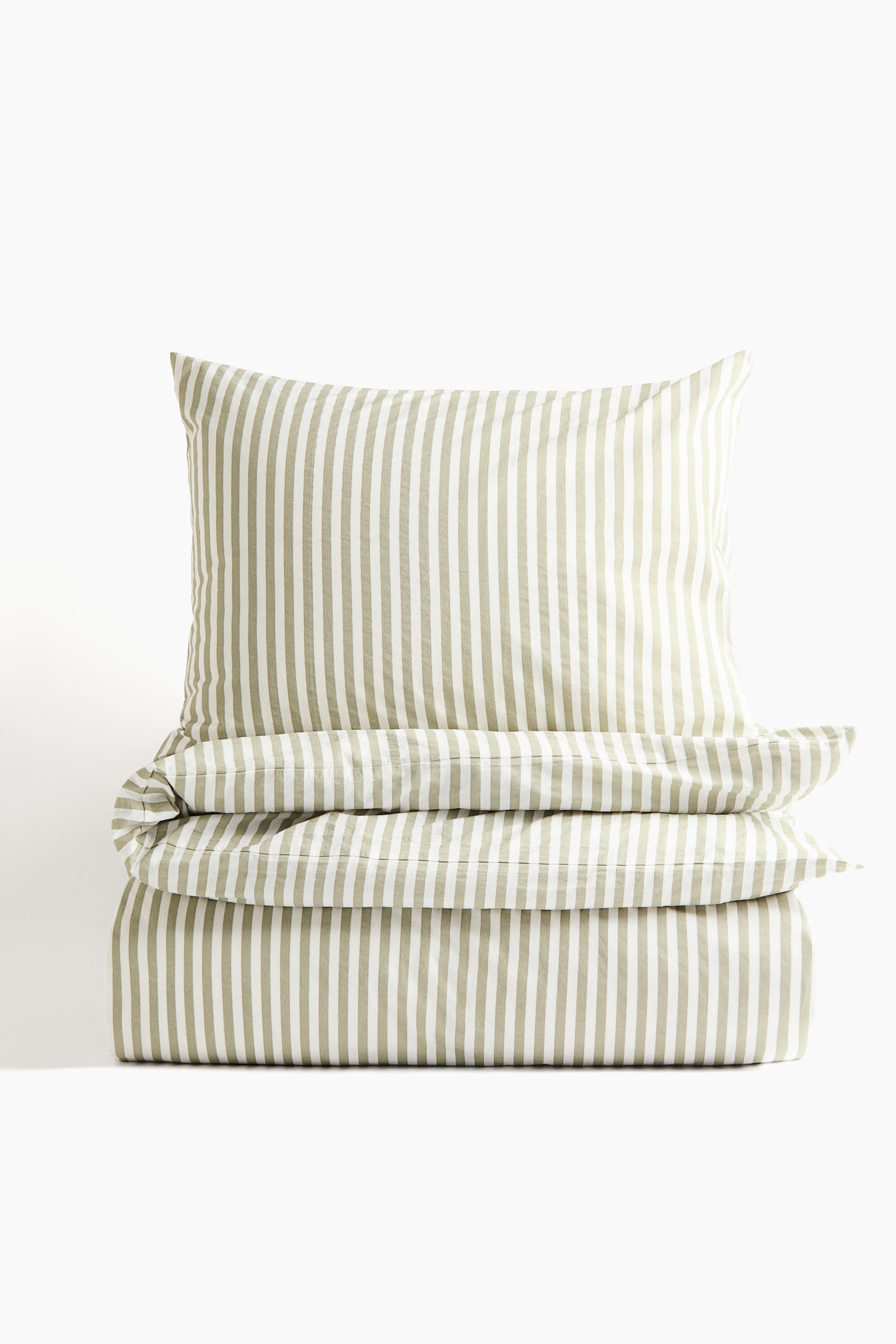 Enkelt påslakanset i bomull - Salviagrön/Vitrandig/Ljus mullvad/Vit/Ljusbrun/Randig/Ljus khakigrön/Vit