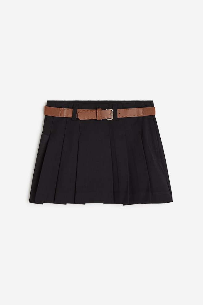 Pleated skirt - Black/Beige/Black/Dogtooth-patterned - 1