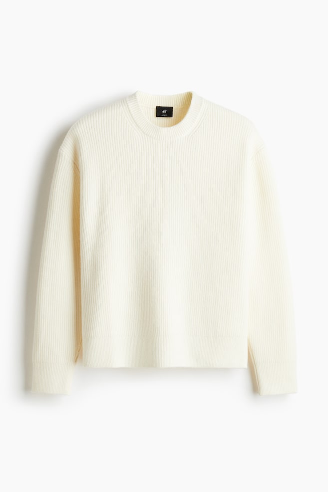 Gerippter Pullover in Loose Fit - Weiß - 1