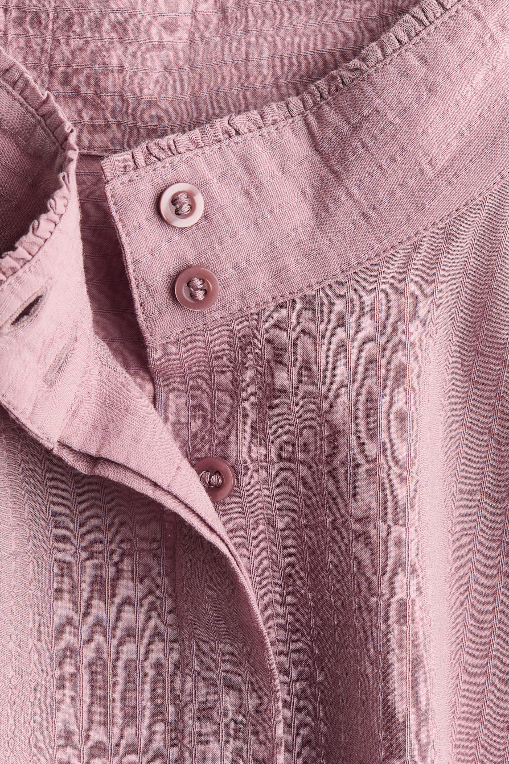 Ruffle-Trimmed Stand-Up Collar Shirt