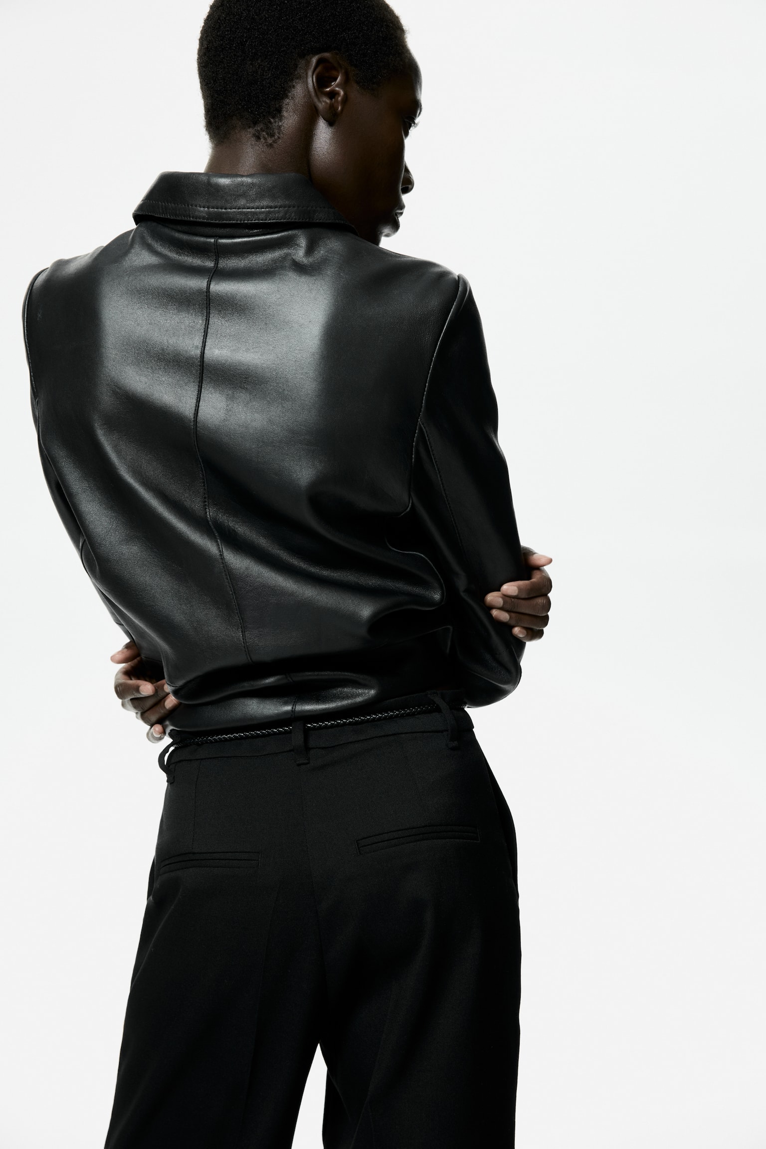 Pantalon droit avec ceinture - Noir - 4
