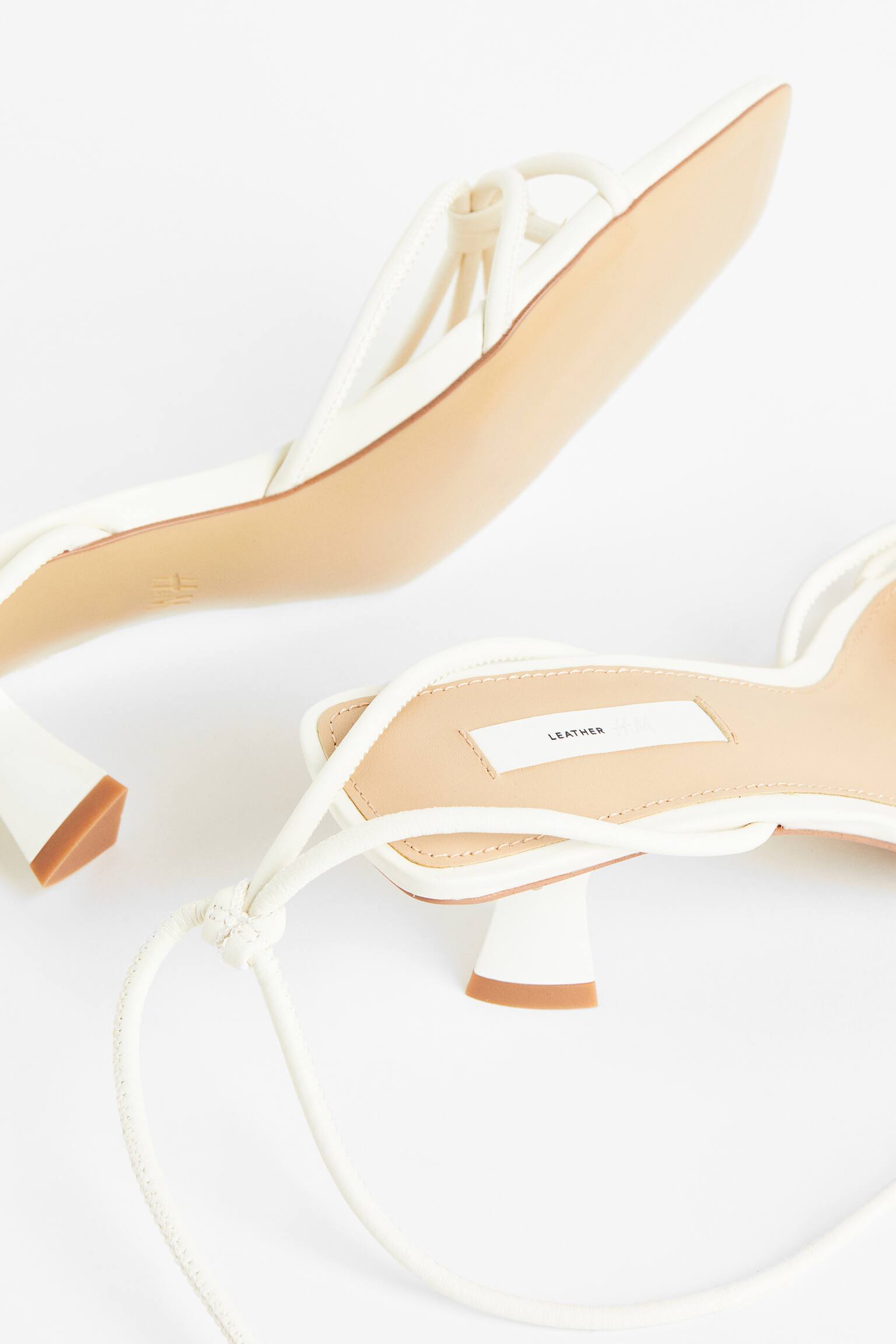 Strappy Leather Sandals - White - 3