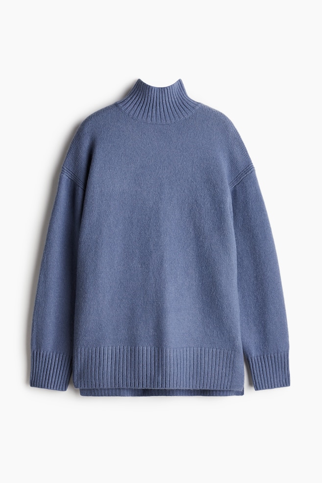 Pullover a dolcevita oversize - Blu tortora/Verde kaki scuro/Bianco naturale/righe/Nero/crema righe - 1