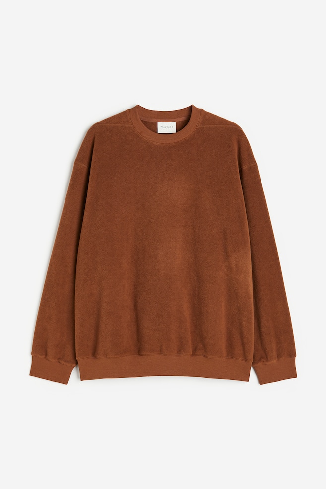Sweatshirt i fleece med ficka - Brun/Svart/Pistagegrön - 1