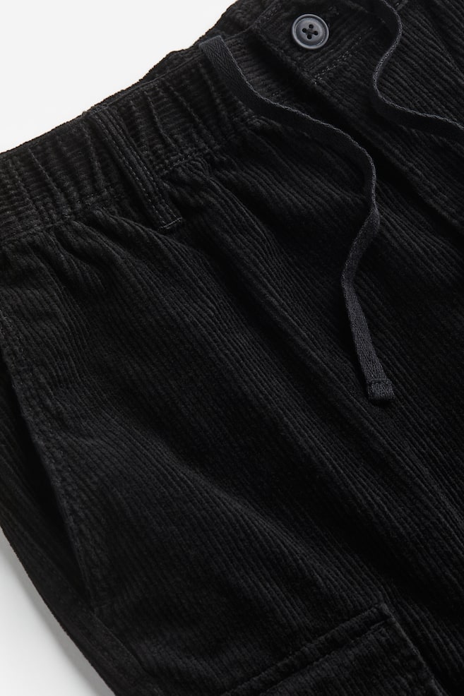 Pantalon cargo Regular Fit en velours côtelé - Noir/Gris - 4