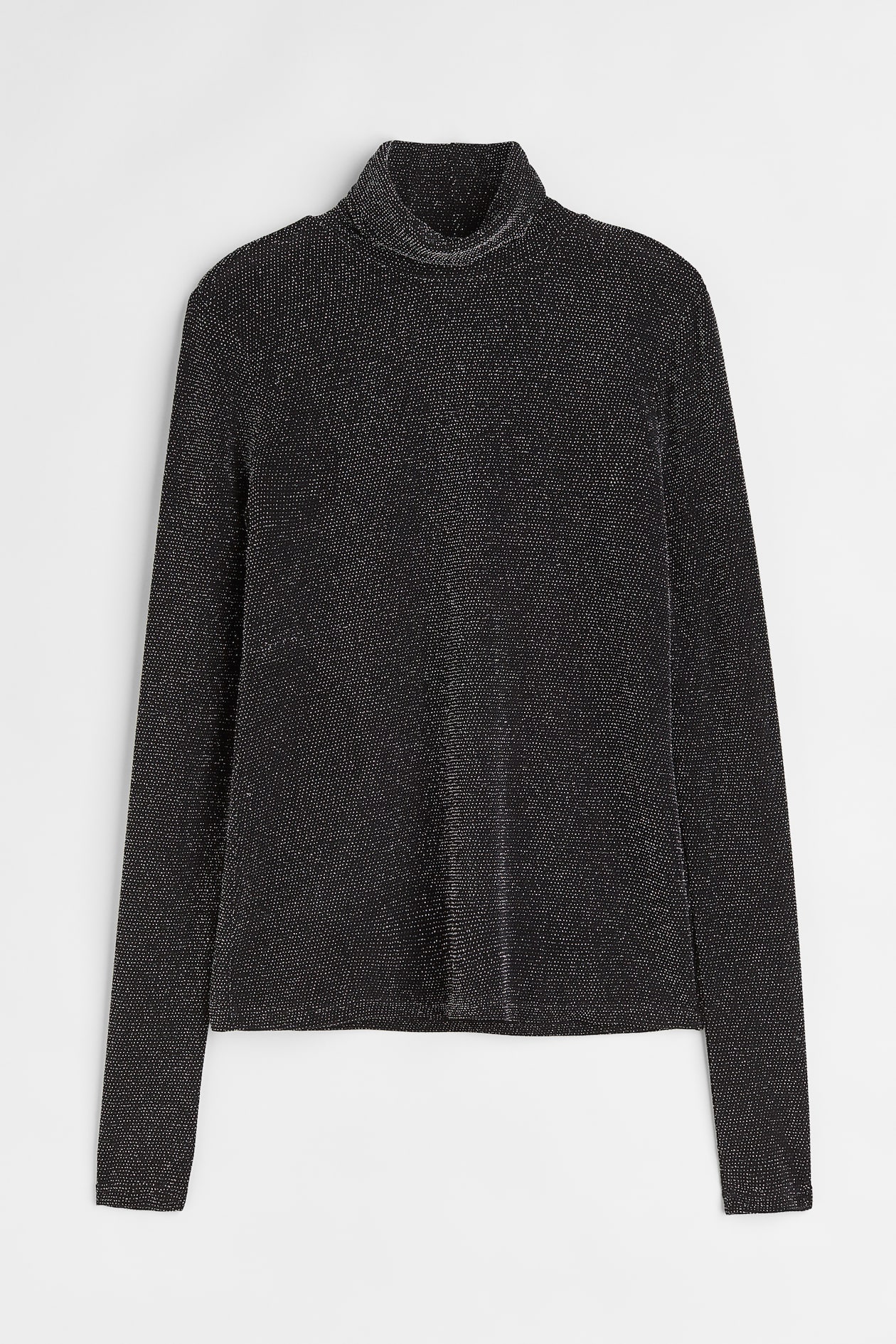 Mock Neck Glitter Turtleneck Top Turtleneck Top Black/glittery