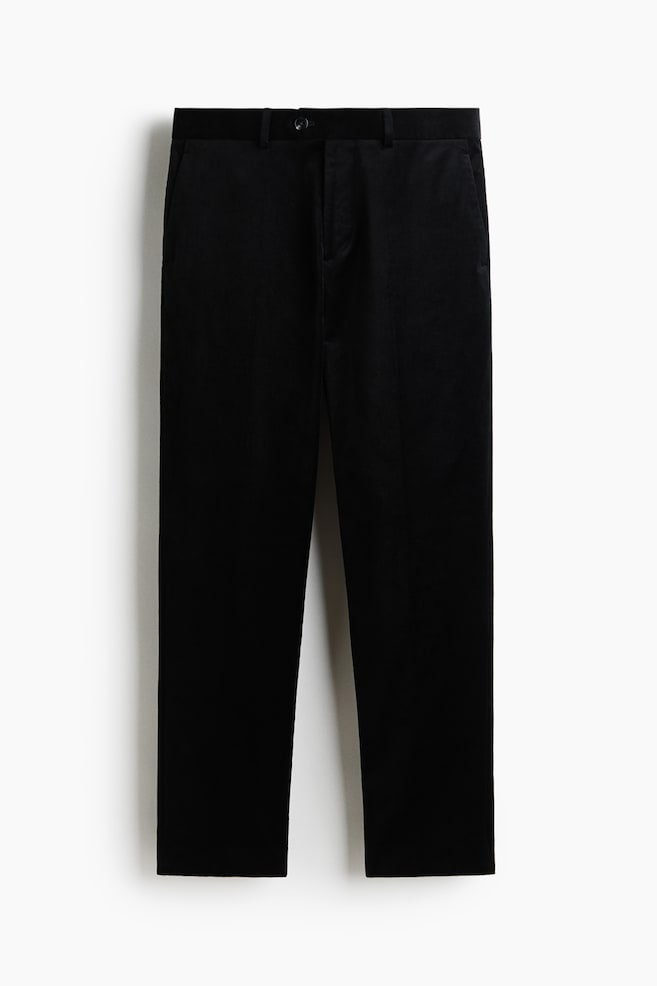 Regular Fit Velvet suit trousers - Black - 1