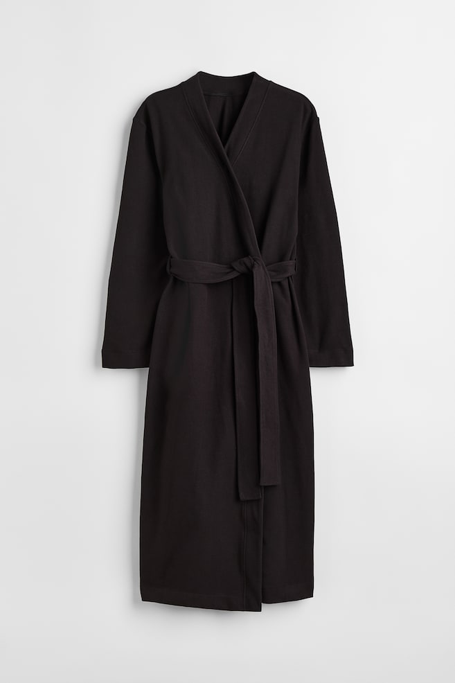 Jersey dressing gown - Black - 1