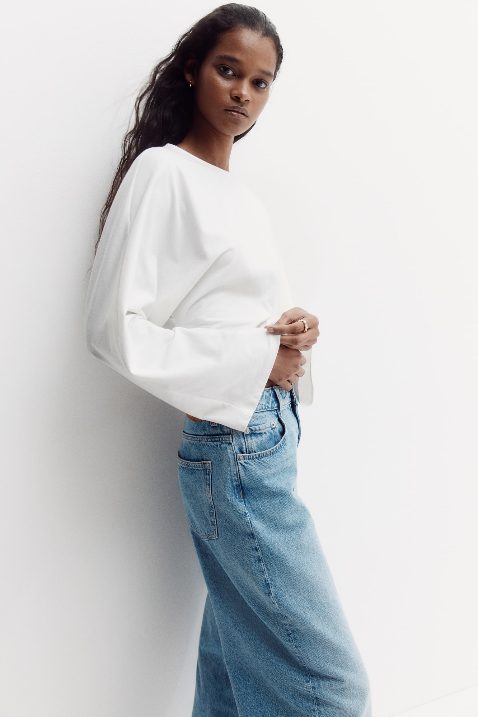 Denevérujjú dzsörzéfelső - Fehér/Sötét hamvaskék/Sötétbarna/csíkos - 3