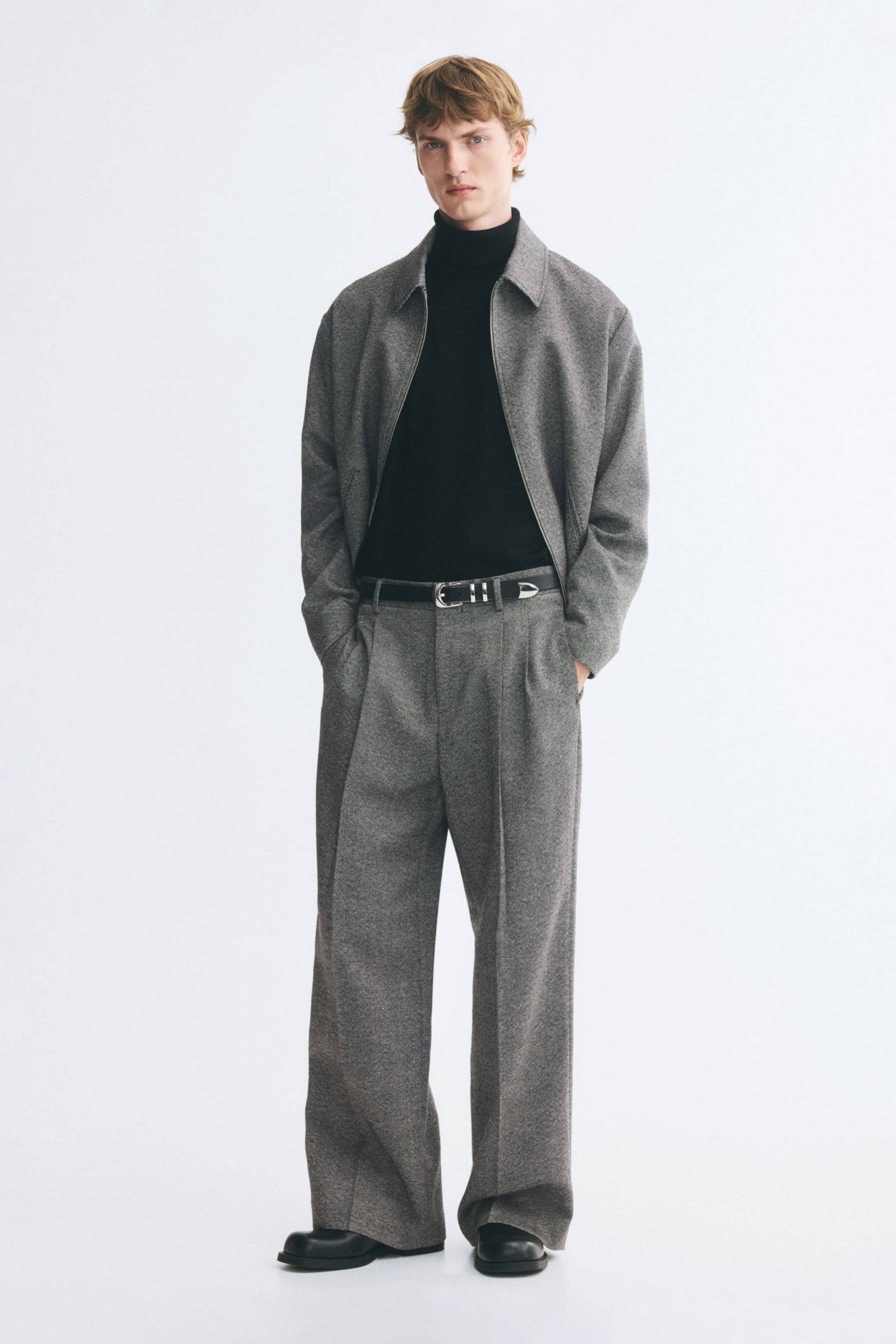 View larger image: Loose Fit Wool-blend tailored trousers - Black/White - Men | H&M 1