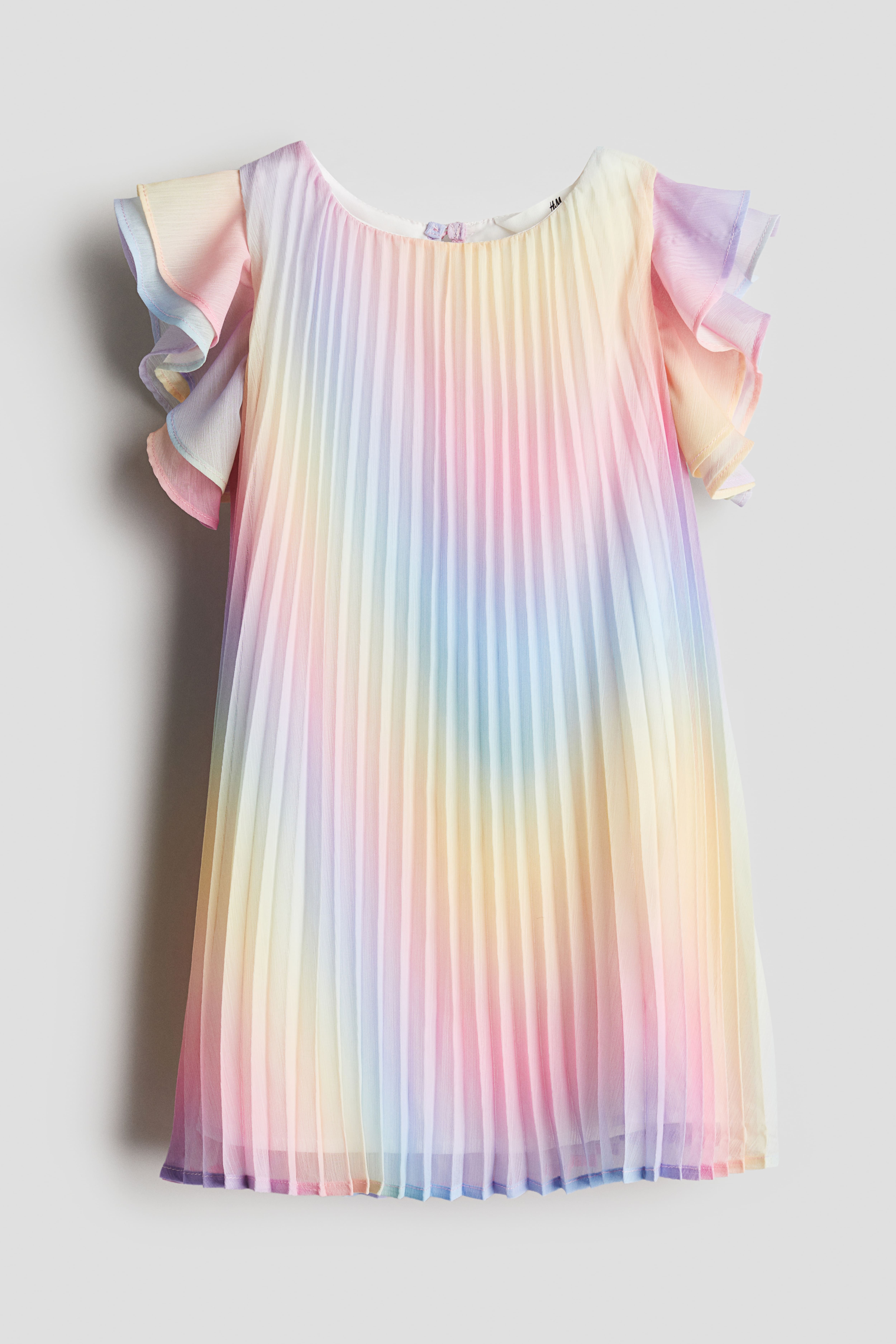 Pleated A line Dress Light pink rainbow striped Kids H M CA