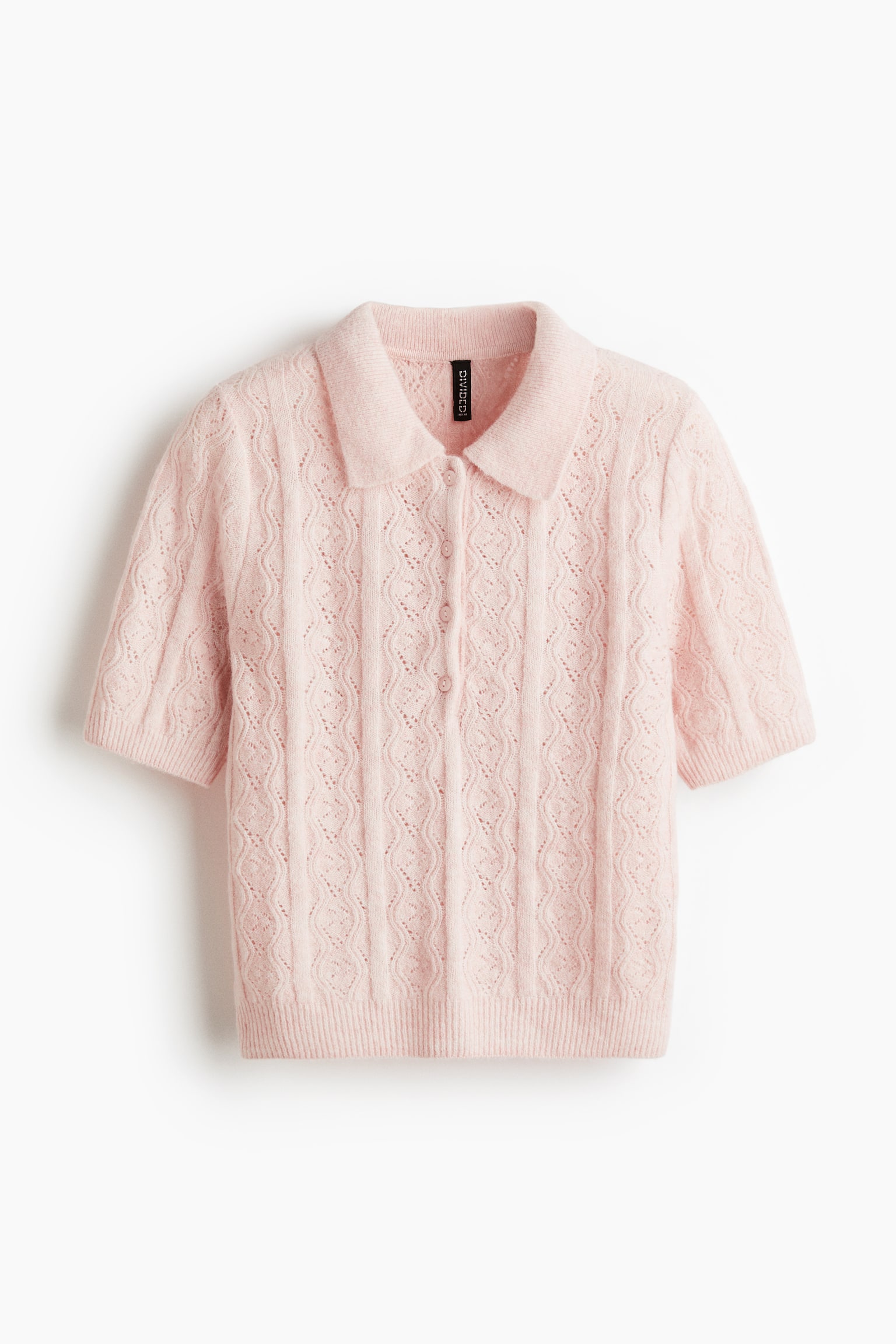 Женский свитер H&M Pointelle-Knit Polo Sweater, цвет: Светлый розовый