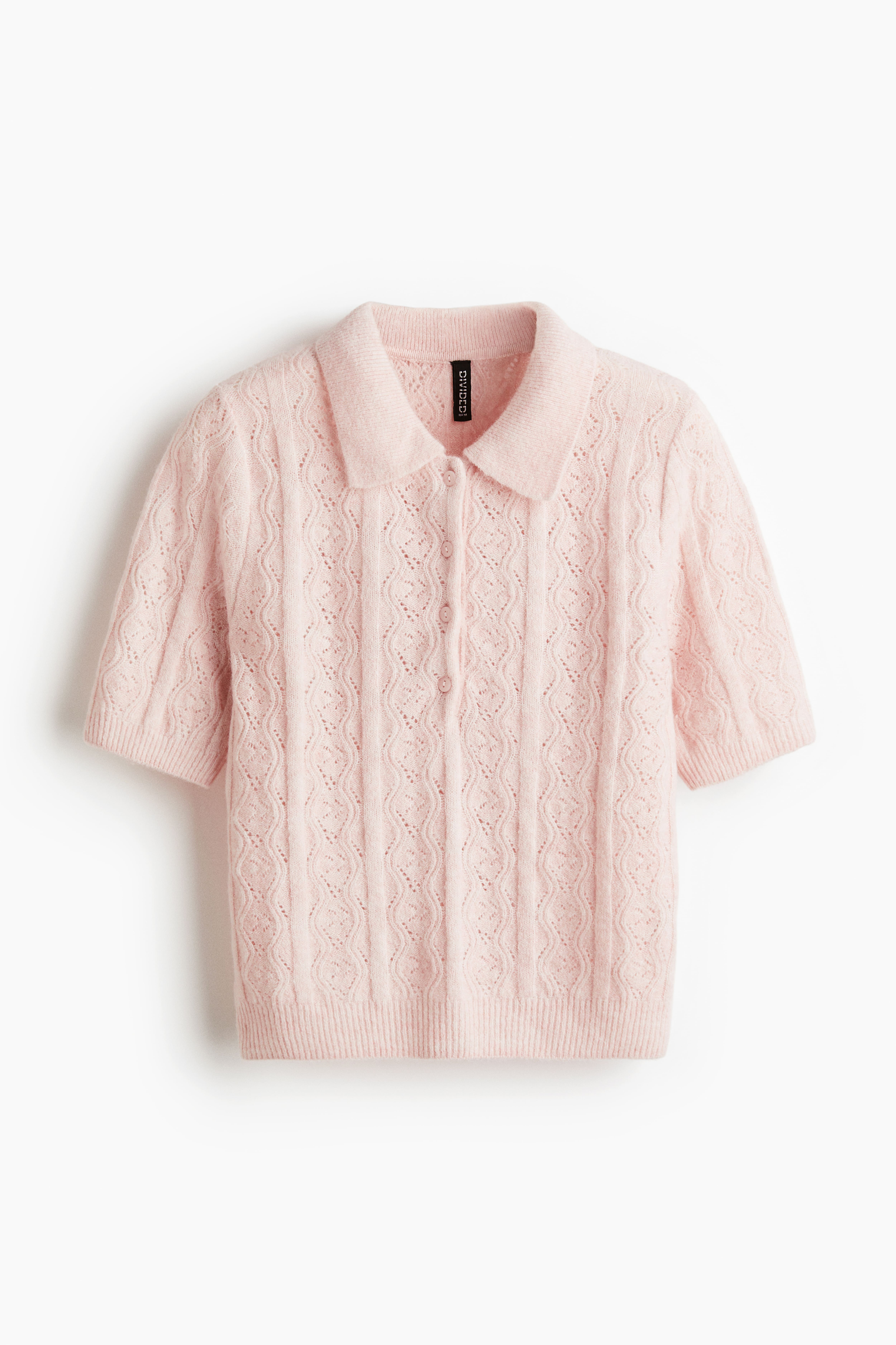 Pointelle-Knit Polo Sweater