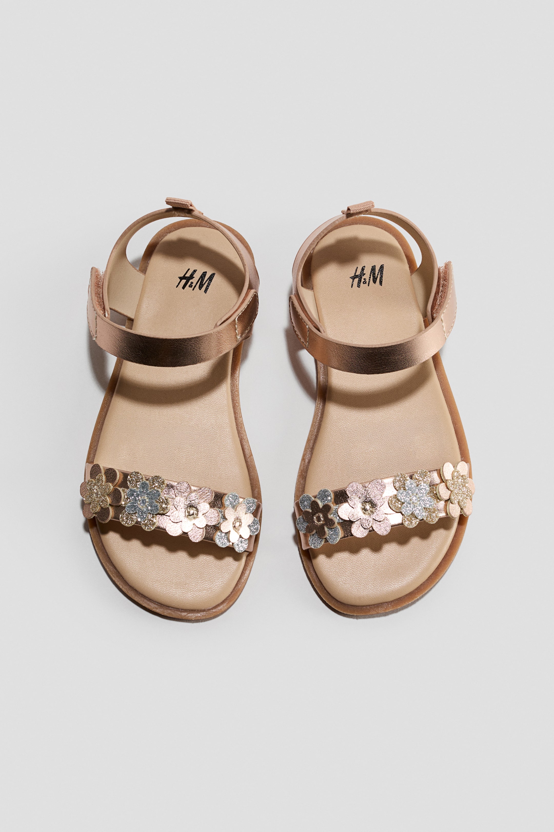 View larger image: Appliquéd ankle strap sandals - Gold-coloured/Pink - Kids | H&M IN 1