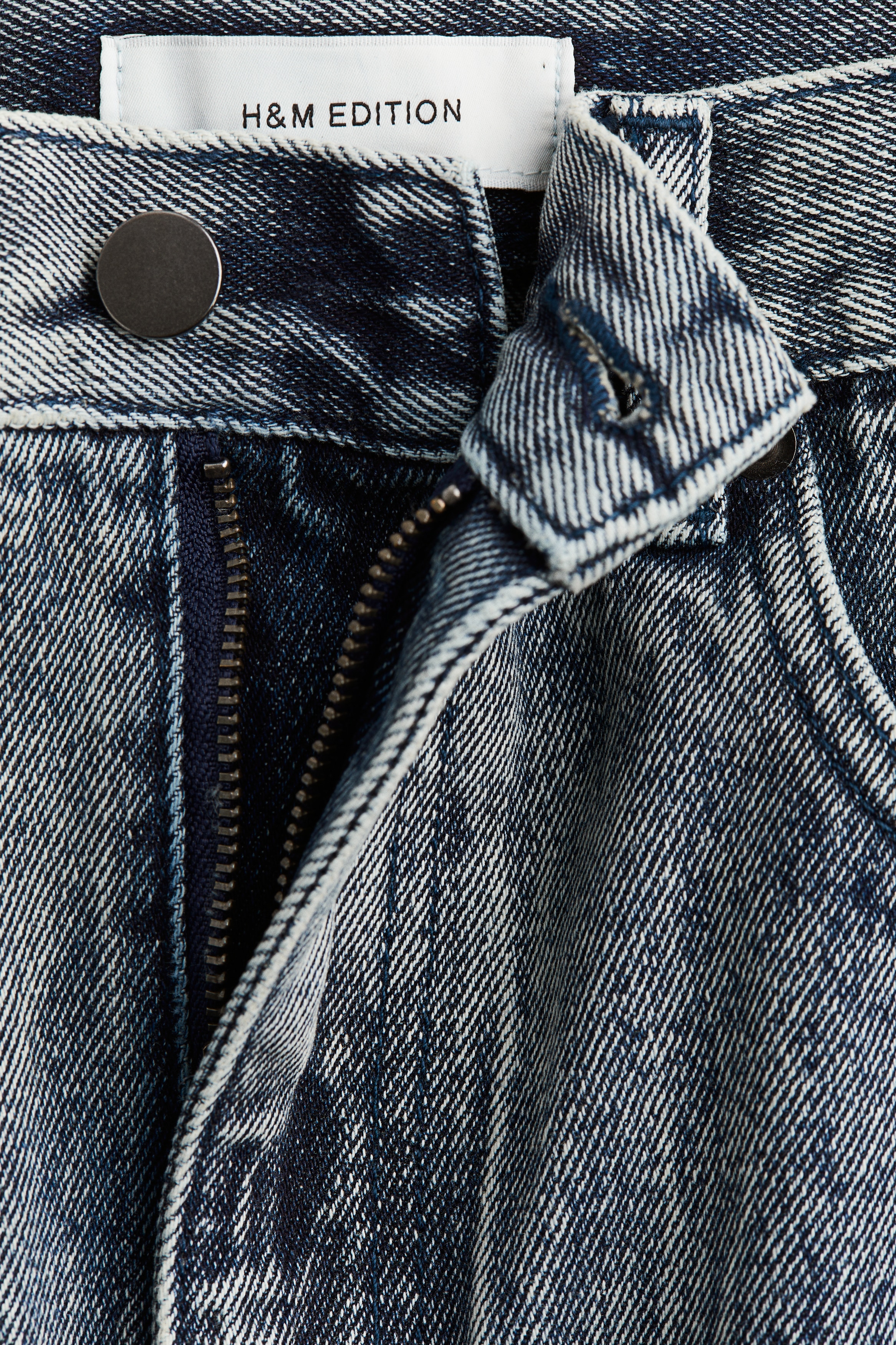 Trashed-detail denim skirt