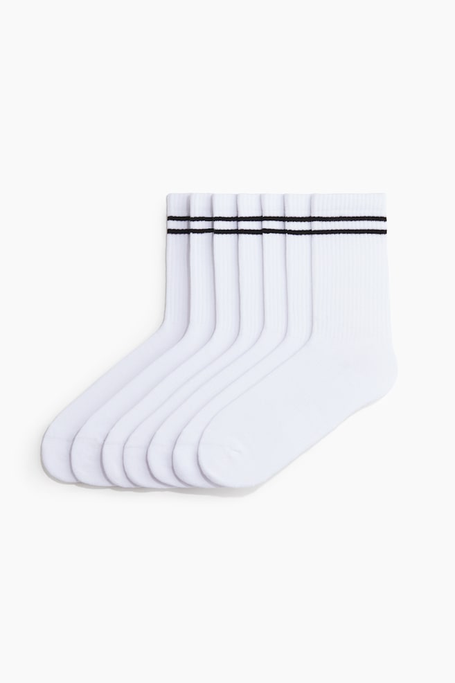 7-pack sports socks - White/Striped - 1