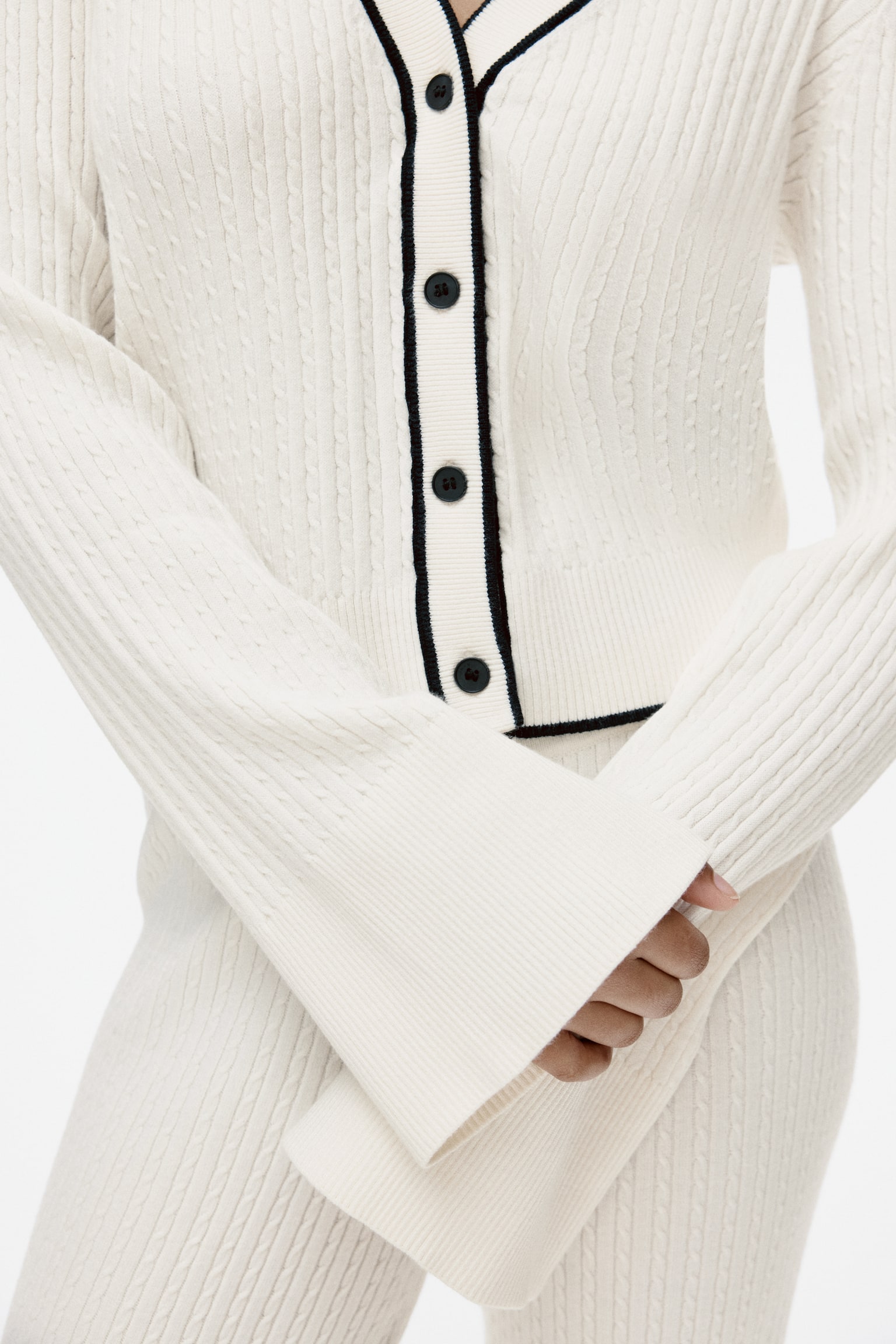 Cable-knit cardigan - Cream - 4