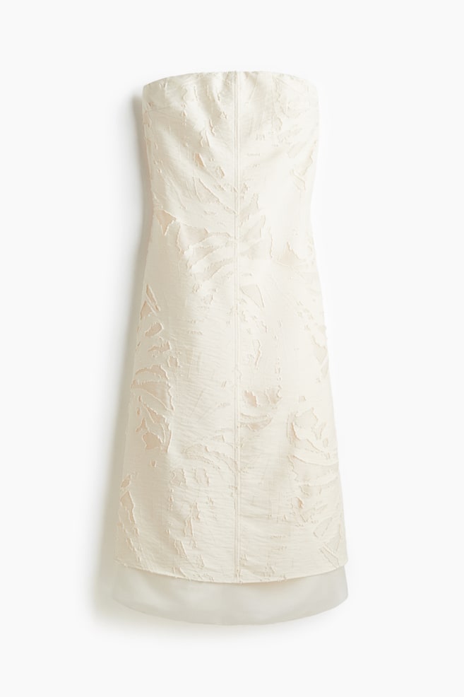 Jacquard-weave bandeau dress - Cream - 1