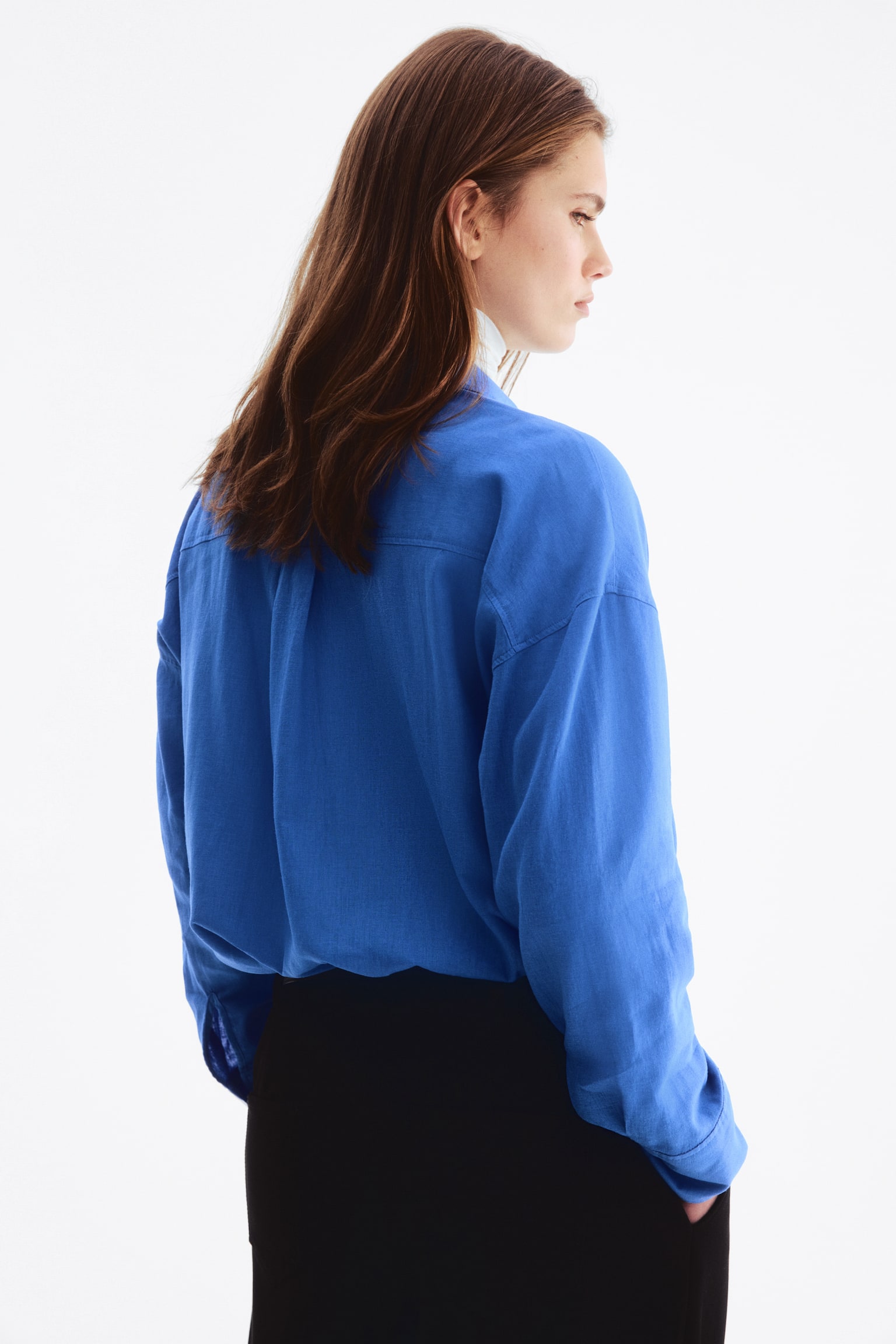 Oversized linen-blend shirt - Blue/Light pink/Blue/Striped - 3
