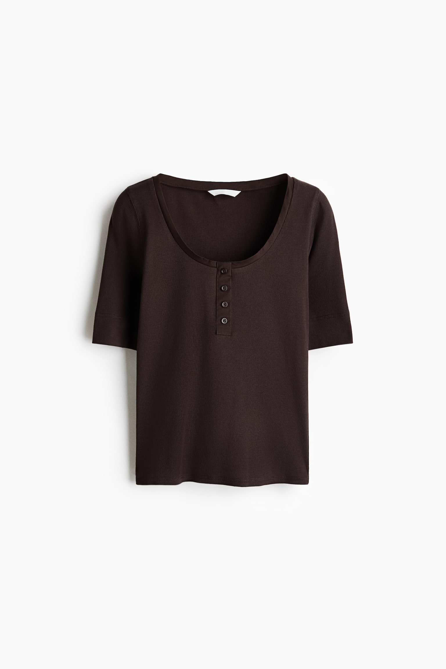 Ribbed cotton top - Dark brown/White/Black/Dark khaki green - 2