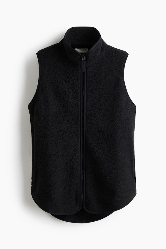 Женский жилет H&M Move Regular-Fit Teddy Fleece Sports, цвет: Чёрный