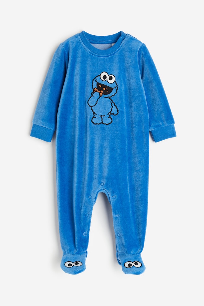 Velour all-in-one pyjamas - Bright blue/Sesame Street/Yellow/Winnie the Pooh - 1