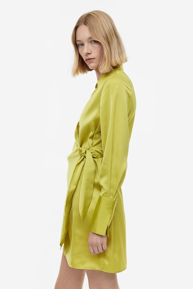 Satin wrap dress - Yellow-green/Dark green/Patterned - 6