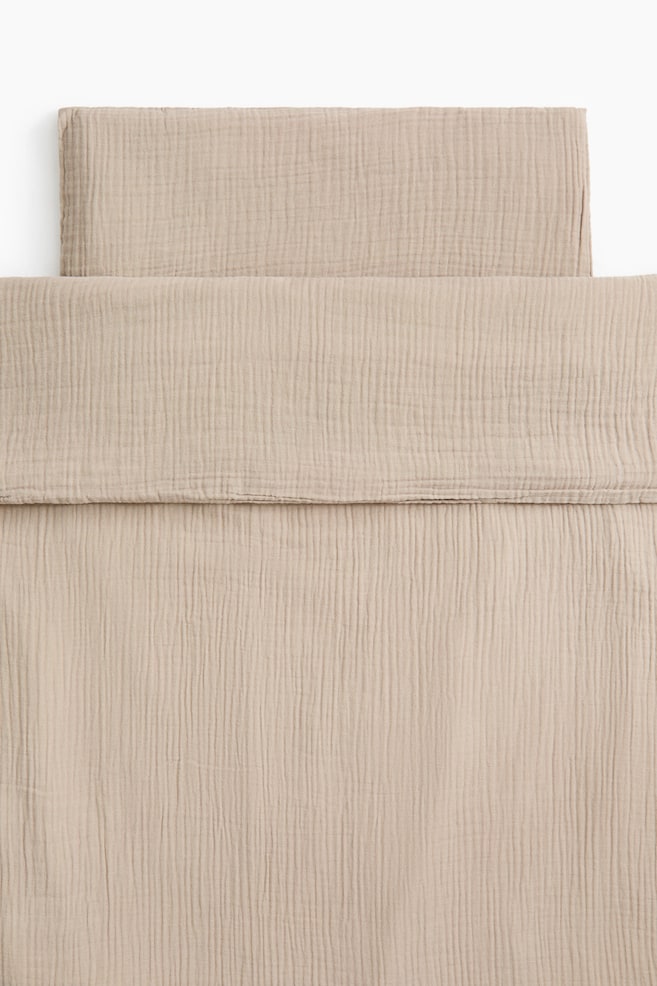 Muslin cot duvet cover set - Beige/Light beige/White/Light pink - 1