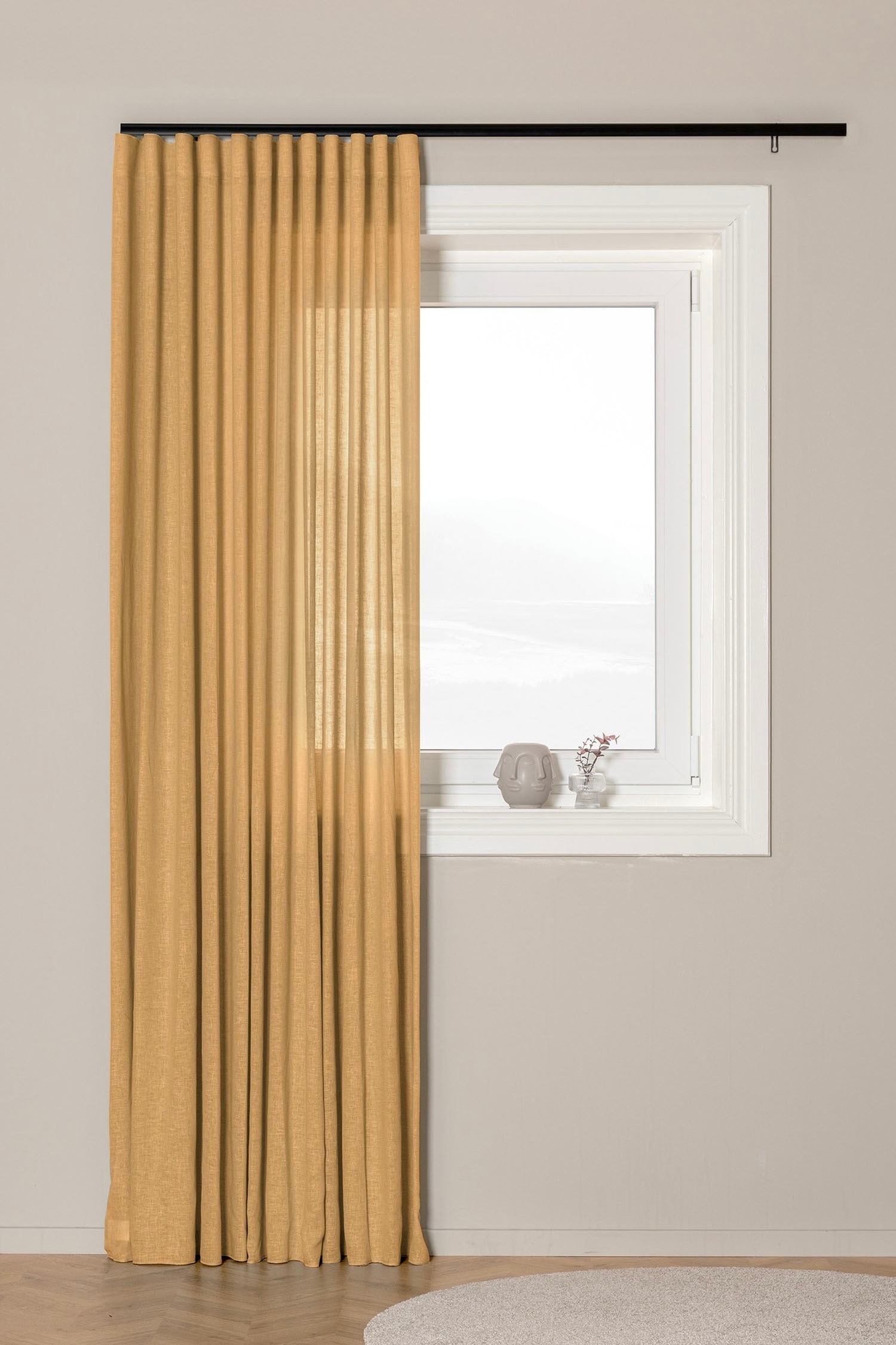 Hasta - Lot De 1 Rideau Large Saga - Jaune Moutarde - size: 268x280