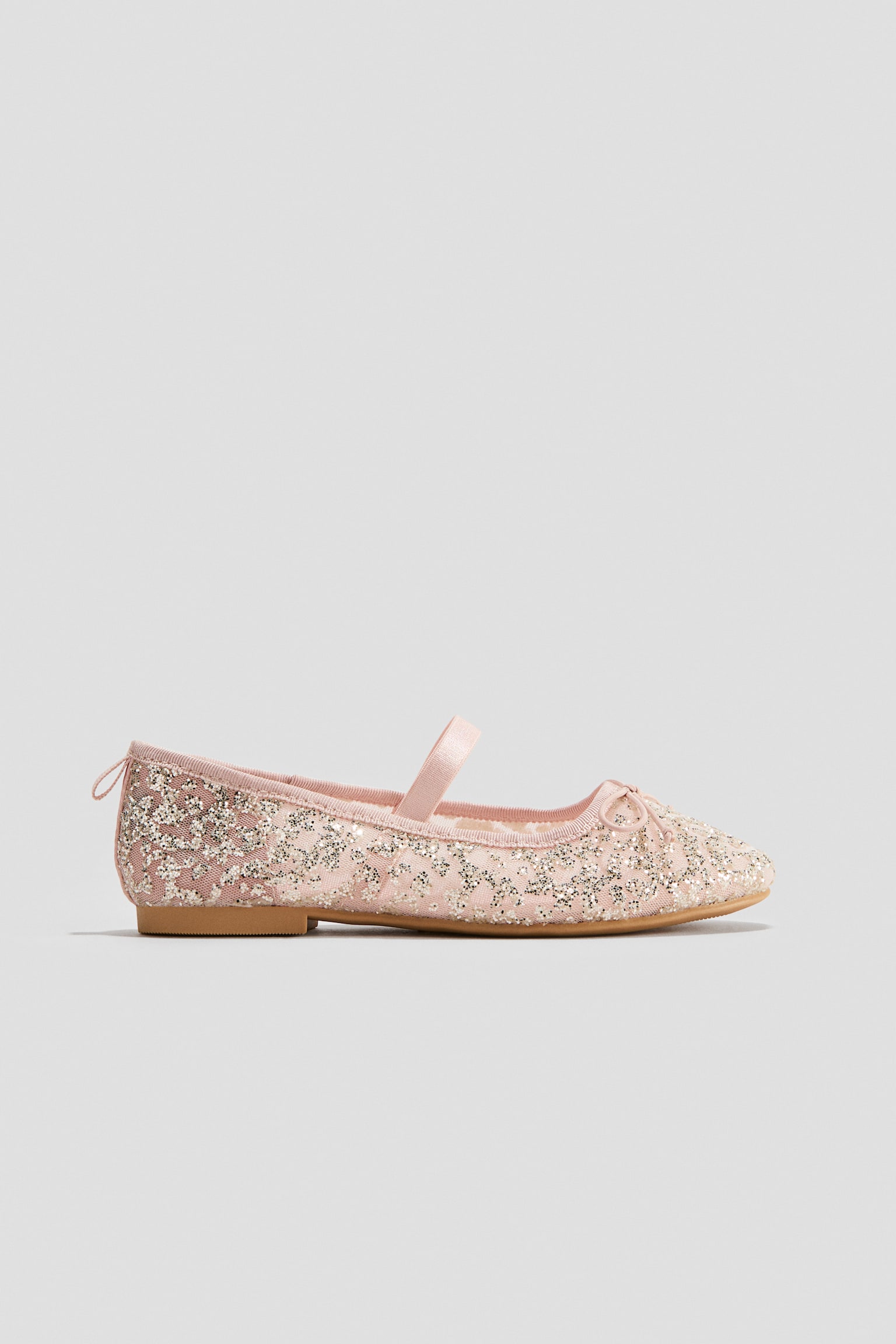 Детские балетки H&M Glittery Ballet Flats, цвет: Светлый пыльный розовый — фото 2