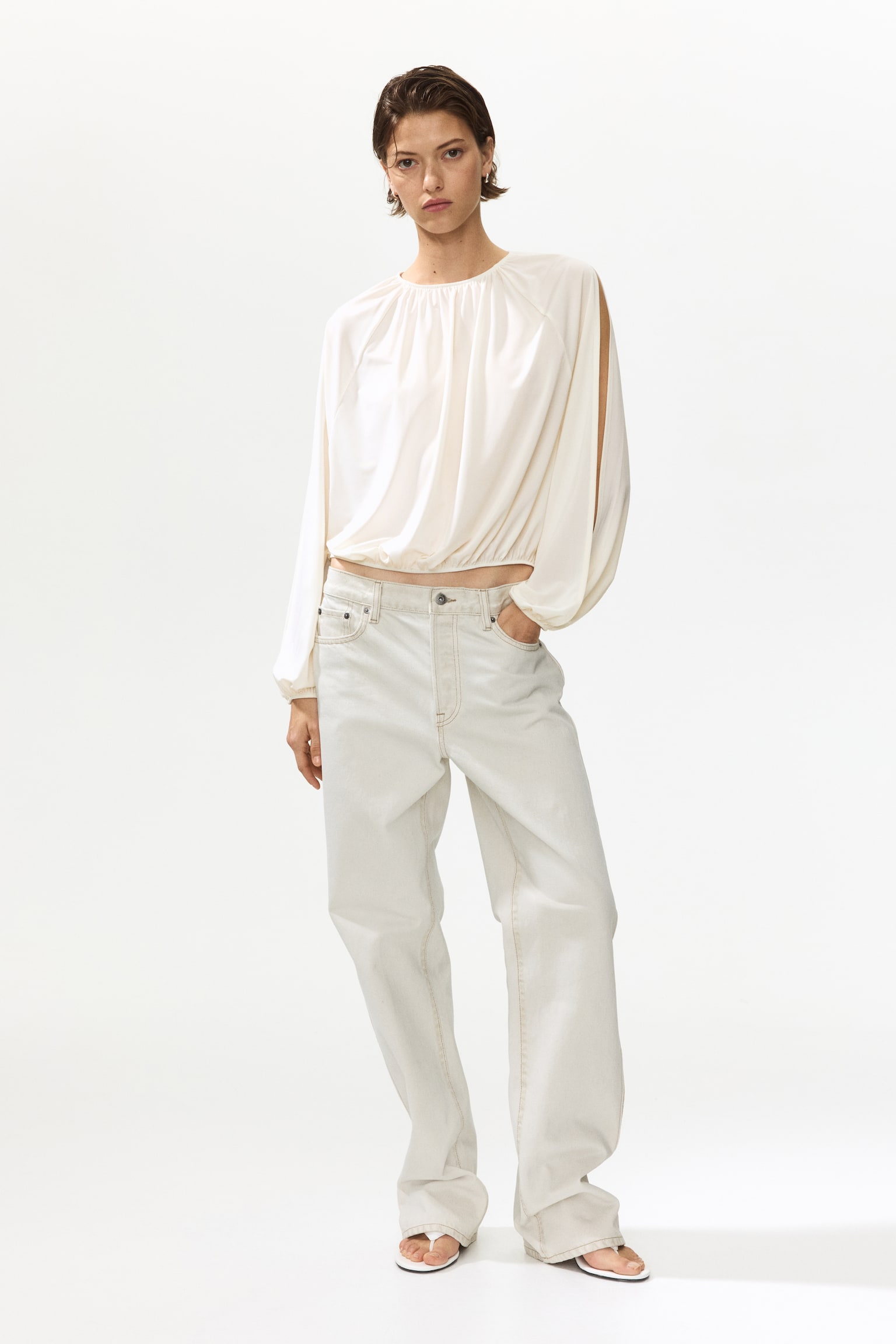 Open-sleeve top - Cream - 5