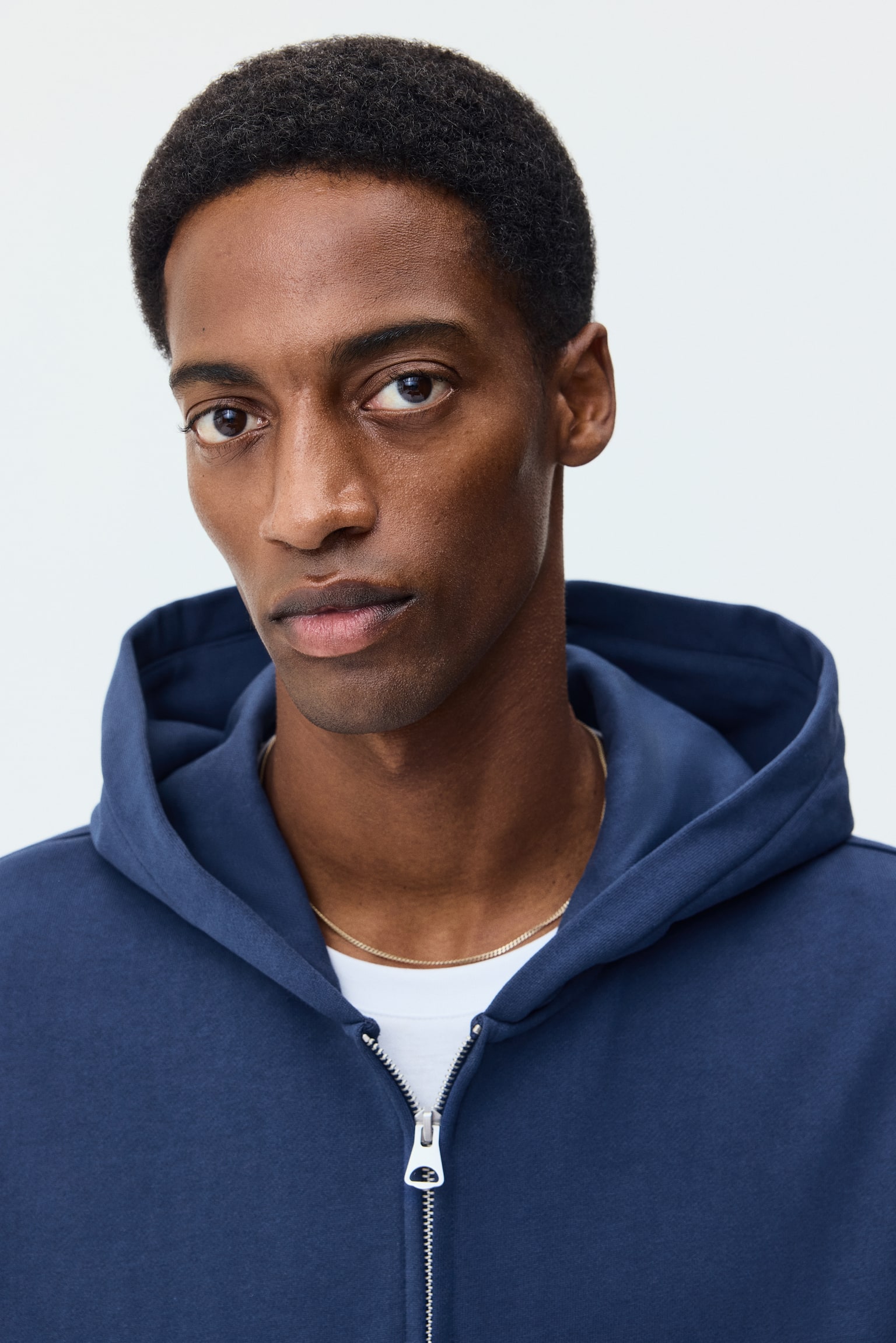 Loose Fit Boxy-style zip-through hoodie - Blue/Black/Burgundy/Grey marl/Beige - 3