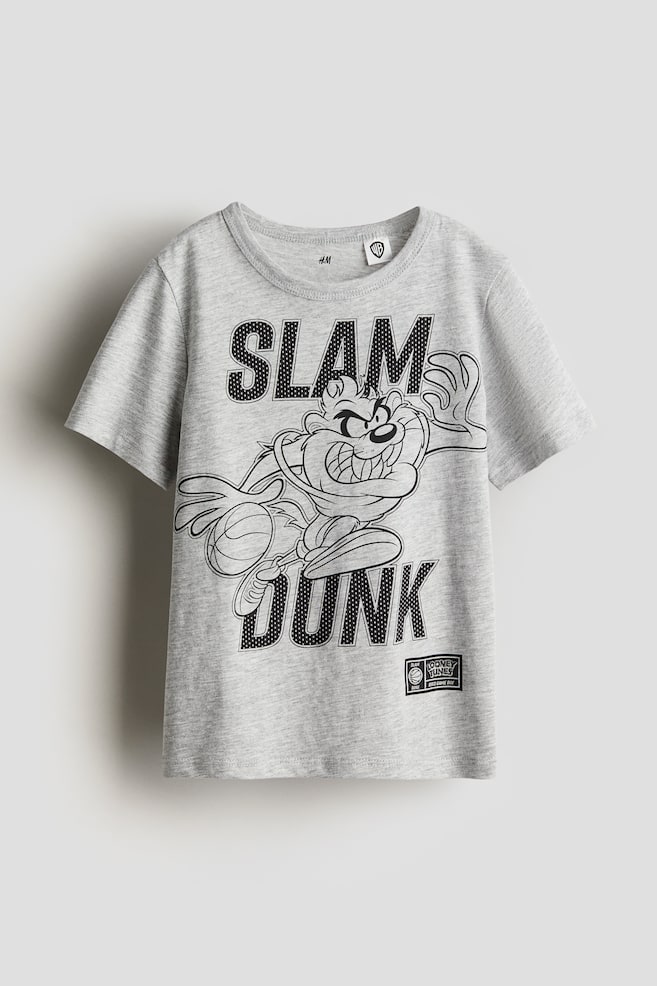 Baumwoll-T-Shirt mit Print - Graumeliert/Looney Tunes - 1