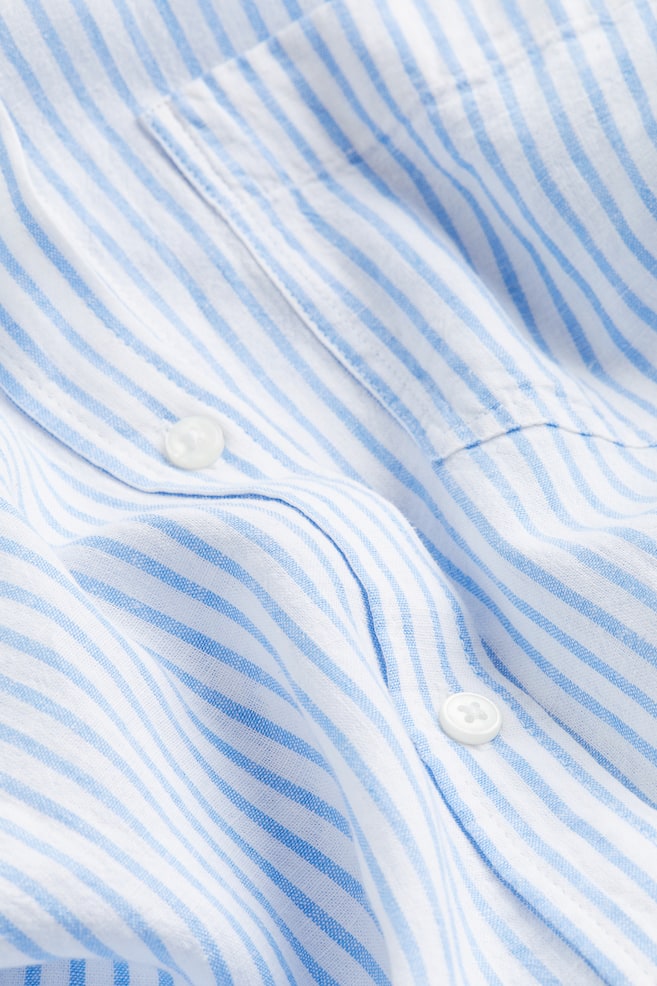 Linen-blend shirt - White/Blue striped/White/Light beige/Blue - 5