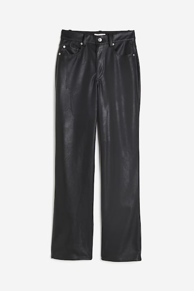 Coated trousers - High waist - Long - Black - Ladies | H&M GB