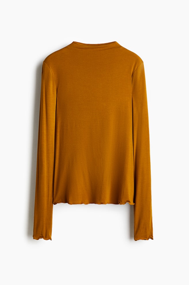 Mock Turtleneck Top - Mustard yellow/Brown/leopard print/Red - 1
