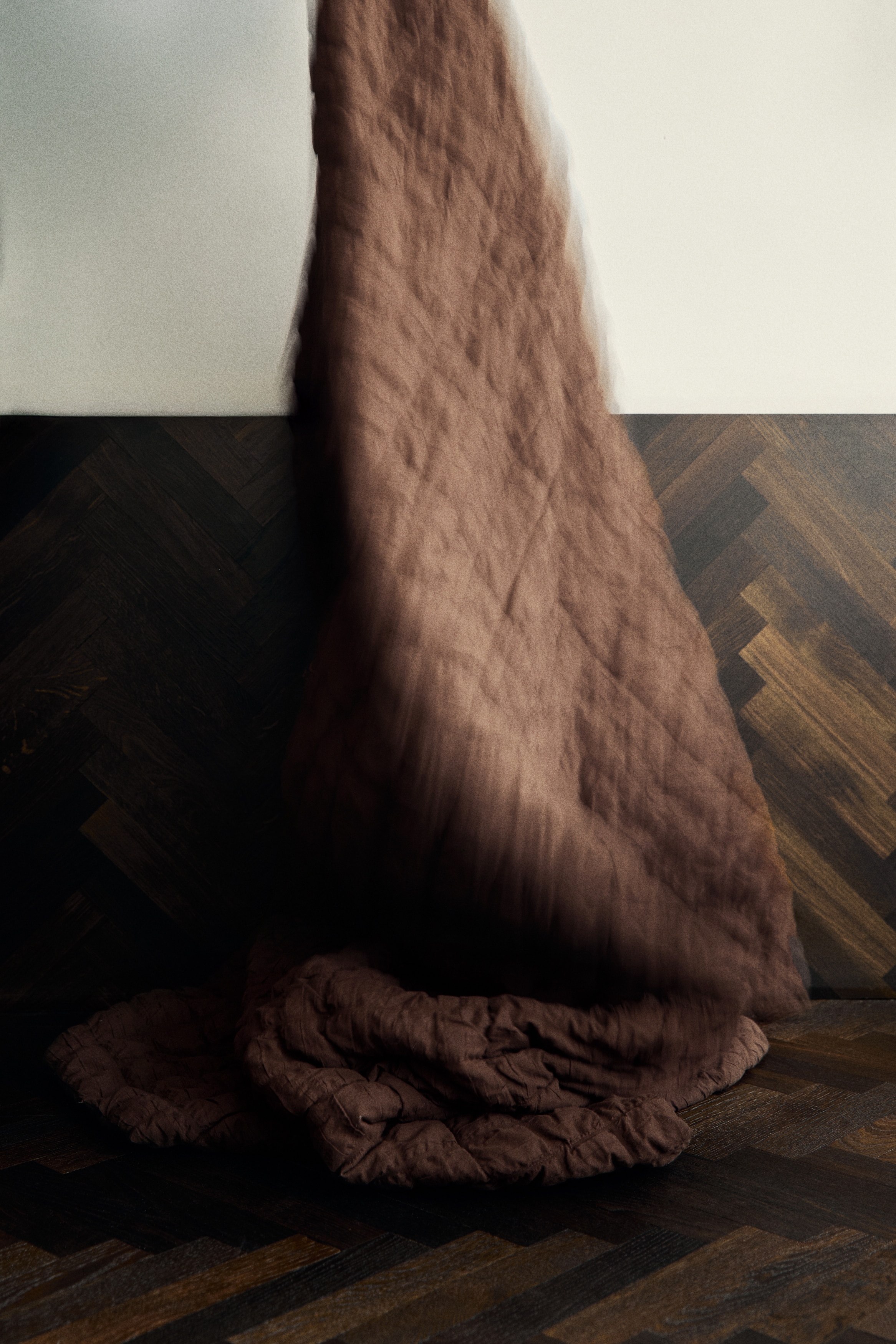Quilted cotton bedspread - Dark brown/Light mole/Mole