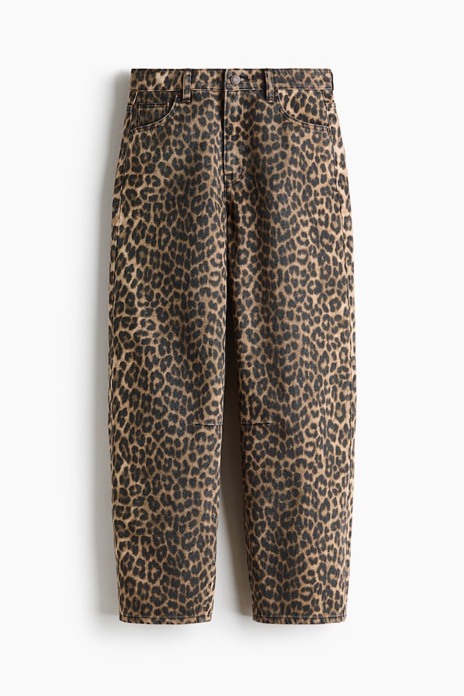 Barrel High Waist Ankle Jeans - Beige/Leopard print - 1