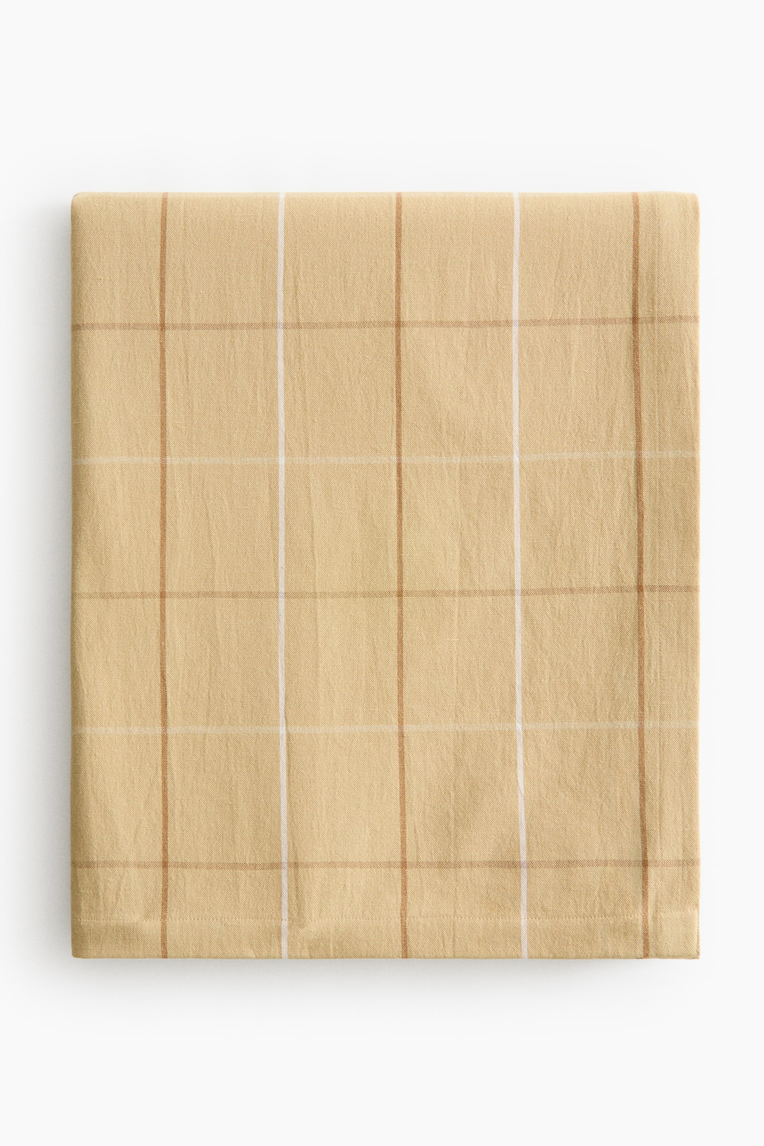 Patterned linen-blend tablecloth - Dusty yellow/Checked/Cream/Dusty yellow striped/Cream/Dusty blue striped/Cream/Brown striped/Dusty blue/Checked/Mole/Checked/White/Beige striped/White/Checked